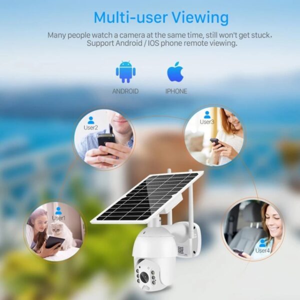 4G Solar Camera 3MP 8W Solar Panel PTZ Camera Outdoor Two Way Audio Solar Power Battery Long Standby IP Camera - Image 2