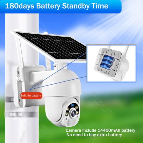 Solar Security Camera Outdoor Wireless WiFi CCTV Home Video Surveillance 1080P 4G Sim Card Battery Camera Street Mini Floodlight - Image 4