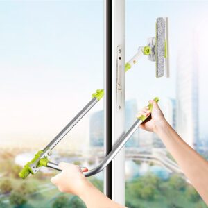 Window Glass Cleaning Tool Brush Double-sided Telescopic Rod Window Cleaner Mop Squeegee Wiper
