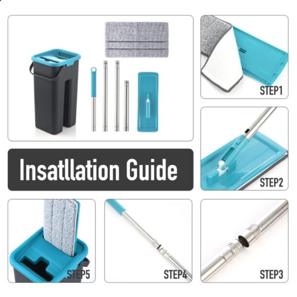 Free Hand Magic Cleaning Mop Microfiber Flexible Rags Kitchen Household Wringing Tools - Image 7