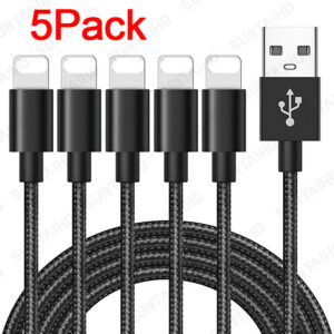 5Pack USB Cable For iPhone 12 13 Pro Max 11 XS XR 6s 7 8 5s Plus Apple iPad Fast Charging Data Charger Mobile Phone