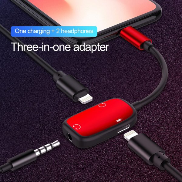 3 in 1 Audio Adapter charging Earphone Cable For iPhone 13 12 11 XR XS X Aux Jack headset For 8 Pin 3.5 mm To Headphone splitter - Image 2
