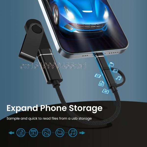 2 in 1 USB 3.0 to 8-Pin/Type C OTG Adapter Cable For iPhone 13 12 11 Pro Max iPad for iOS 13 above for Mouse Camera Card Reader - Image 6
