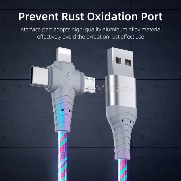 Usb cable for iPhone 13 12 11 Pro 3 in 1 2in1 LED Micro USB Type C 8-Pin charger for Huawei Xiaomi - Image 10