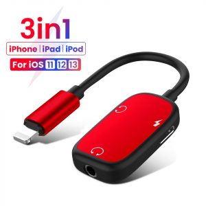 3 in 1 Audio Adapter charging Earphone Cable For iPhone 13 12 11 XR XS X Aux Jack headset For 8 Pin 3.5 mm To Headphone splitter