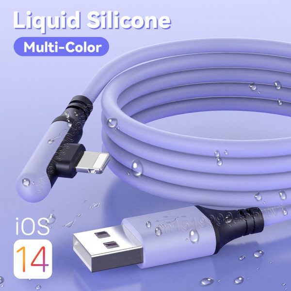 USB Cable For iPhone 13 12 11 Pro Max X XR XS 8 7 6s 5s Fast Charging Charger Liquid Silicone Data Cable 0.3/1.2/1.8M
