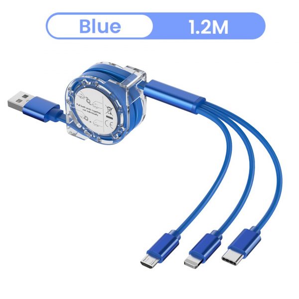USB Charge Cable for iPhone 13 12 Micro USB Type C Cable Retractable Portable Charging Cable For iPhone X 8 Samsung - Image 3