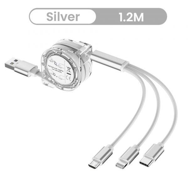 USB Charge Cable for iPhone 13 12 Micro USB Type C Cable Retractable Portable Charging Cable For iPhone X 8 Samsung - Image 2