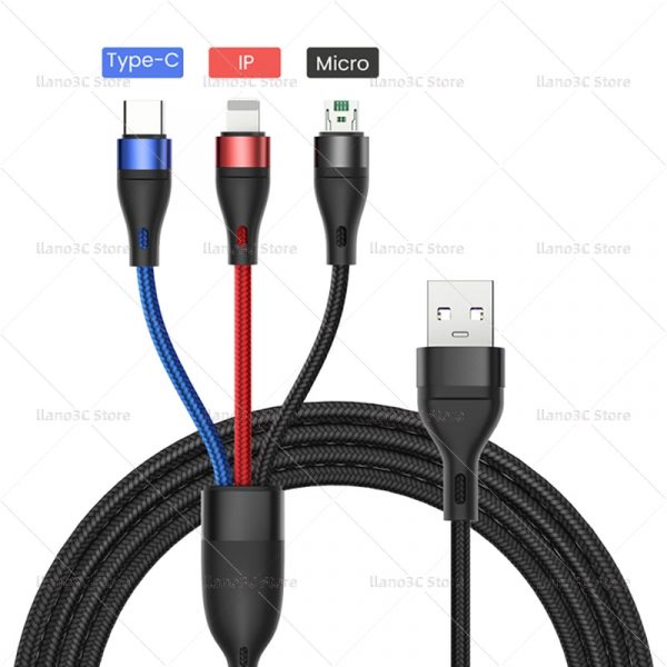 Super Charge 3 in 1 USB Cable for Huawei for iPhone 13 12 11 Pro 3in1 2in1 Fast Charge 8 Pin Micro USB Type C Cable for Samsung - Image 9