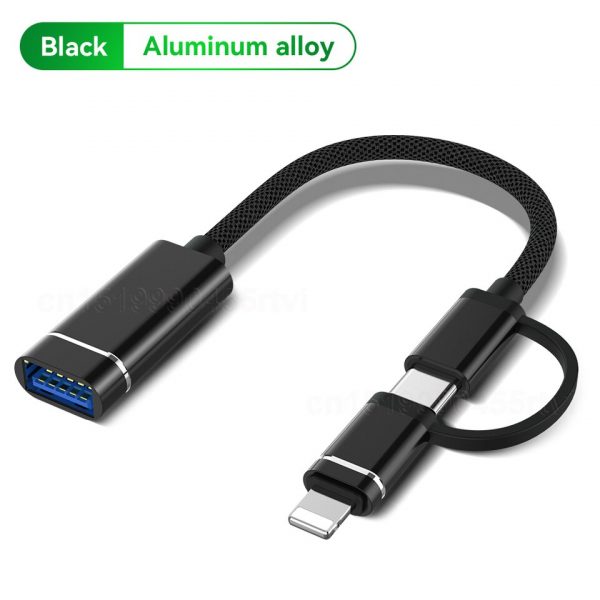 2 in 1 USB 3.0 to 8-Pin/Type C OTG Adapter Cable For iPhone 13 12 11 Pro Max iPad for iOS 13 above for Mouse Camera Card Reader - Image 4