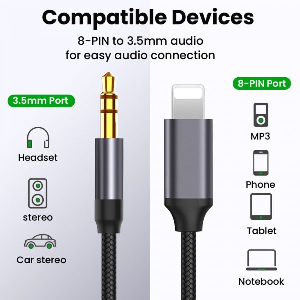 For iPhone 3.5mm Jack Aux Cable Car Speaker Headphone Adapter for iPhone 13 12 11 Pro XS Audio Splitter Cable for iOS 14 Above - Image 6