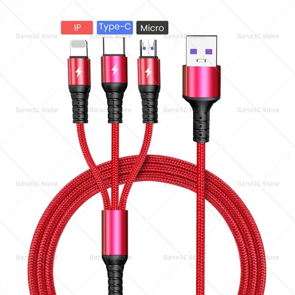 Super Charge 3 in 1 USB Cable for Huawei for iPhone 13 12 11 Pro 3in1 2in1 Fast Charge 8 Pin Micro USB Type C Cable for Samsung - Image 8