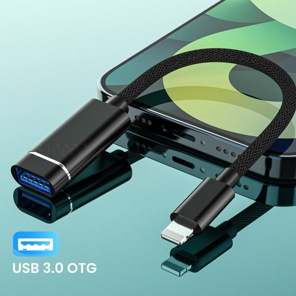 8-Pin to USB 3.0 OTG Adapter Cable For iPhone 13 12 11 Pro Max Xs XR 7 8 Plus iPad for iOS 13 above for Mouse Camera Card Reader - Image 3