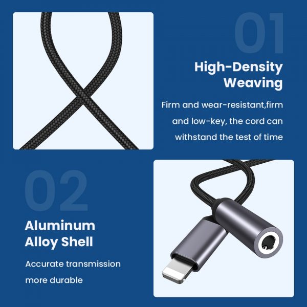AUX Cable For iPhone 13 12 11 Pro male to female Adapter Headphone Connector Audio Splitter for iOS 14 Above - Image 2