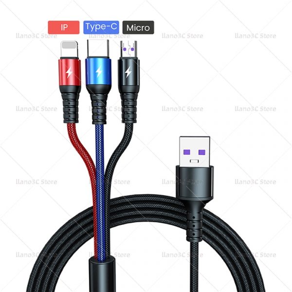 Super Charge 3 in 1 USB Cable for Huawei for iPhone 13 12 11 Pro 3in1 2in1 Fast Charge 8 Pin Micro USB Type C Cable for Samsung - Image 10