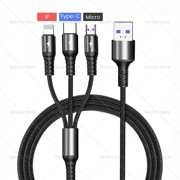 Super Charge 3 in 1 USB Cable for Huawei for iPhone 13 12 11 Pro 3in1 2in1 Fast Charge 8 Pin Micro USB Type C Cable for Samsung - Image 2