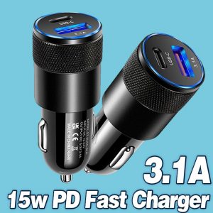 15W PD Type C 3.1A USB Car Charger Phone Fast Car Charger Power Adapter For iPhone Xiaomi Samsung Huawei Honor OPPO Realme