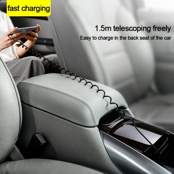 40W 5A USB Type C Data Cable Micro USB Spring Pull Telescopic Fast Charging Cable for Android Phone Accessories Car USB Cable - Image 5