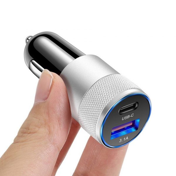 15W PD Type C 3.1A USB Car Charger Phone Fast Car Charger Power Adapter For iPhone Xiaomi Samsung Huawei Honor OPPO Realme - Image 3