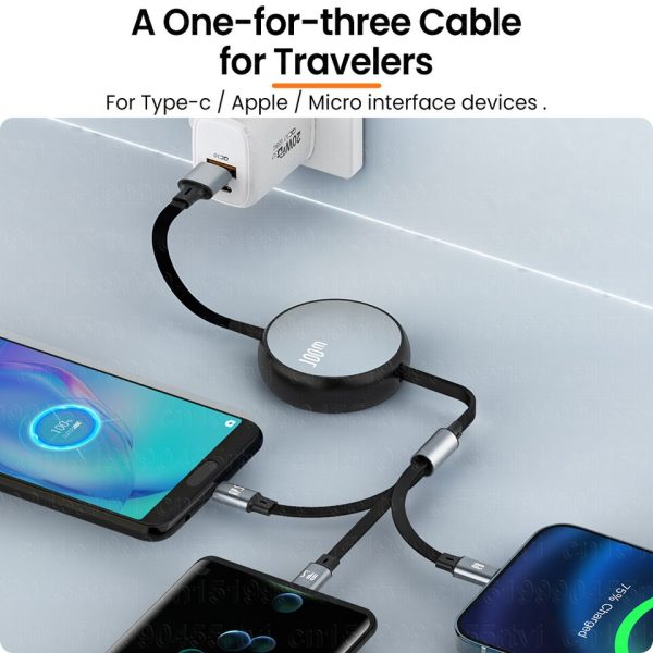 6A 100W 3in1 2in1 Fast USB Cable for Huawei/Honor Retractable Portable 3 in 1 Micro USB Type C Charger Cable For iPhone Samsung - Image 9