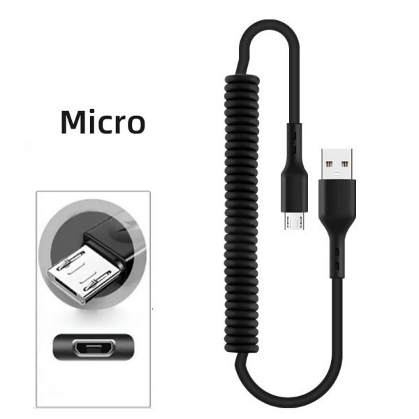 40W 5A USB Type C Data Cable Micro USB Spring Pull Telescopic Fast Charging Cable for Android Phone Accessories Car USB Cable - Image 2