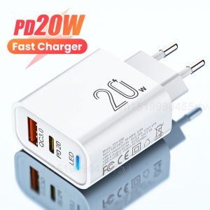 PD 20W Fast Charger USB C Charger Adapt For iPhone 12 13 Pro Max Quick Charge 3.0 Charger For Xiaomi Huawei Mobile Phone Charger
