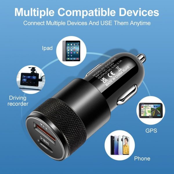 15W PD Type C 3.1A USB Car Charger Phone Fast Car Charger Power Adapter For iPhone Xiaomi Samsung Huawei Honor OPPO Realme - Image 2