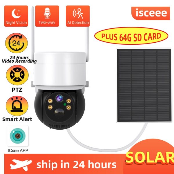 2MP Solar Camera Wifi Outdoor 1080P PIR Surveillance IP Cameras With Solar Panel Recharge Battery Color Night Vision - Image 3