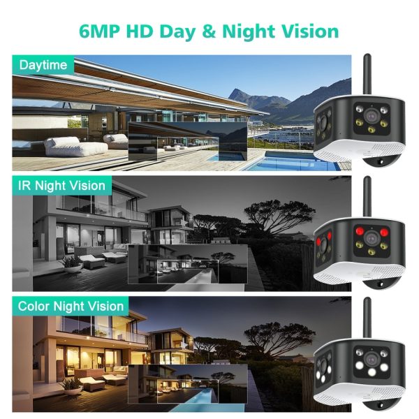 Outdoor 6MP 8MP 180° Ultra Wide Viewing Angle Panoramic WIFI Dual Lens Fixed IP Camera AI Human Detection Security Camera - Image 2