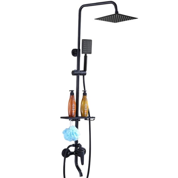 Black Bathroom Shower Set Household Copper Shower Faucet Wall-mounted Bathtub Faucet Rain Shower - Image 6