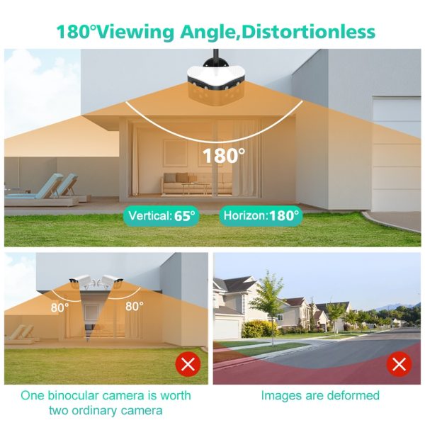 Outdoor 6MP 8MP 180° Ultra Wide Viewing Angle Panoramic WIFI Dual Lens Fixed IP Camera AI Human Detection Security Camera - Image 5