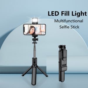 New 3 In 1 Wireless Selfie Tripod With Fill Light Bluetooth Shutter Remote Control Portable Foldable Monopod For Smart Phone