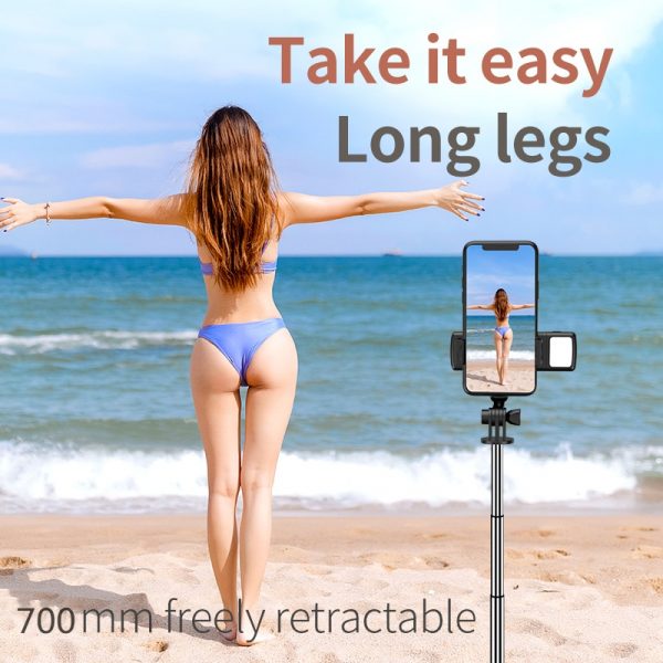 New 3 In 1 Wireless Selfie Tripod With Fill Light Bluetooth Shutter Remote Control Portable Foldable Monopod For Smart Phone - Image 5