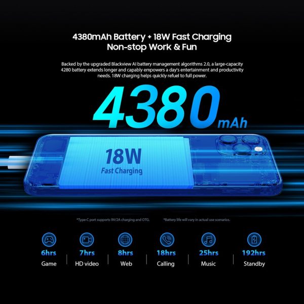 Blackview A95 Smartphone 8GB+128GB Octa Core Android 11 Mobile Phone 6.528 HD+ Display 20MP Camera 4380mAh Helio P70 Cellphone - Image 3