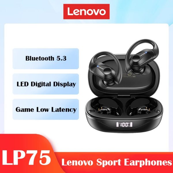 Lenovo LP75 Bluetooth 5.3 Earphones TWS Wireless Sport Headphones LED Digital Display HiFi Stereo Noise Reduction Gaming Earbuds - Image 7