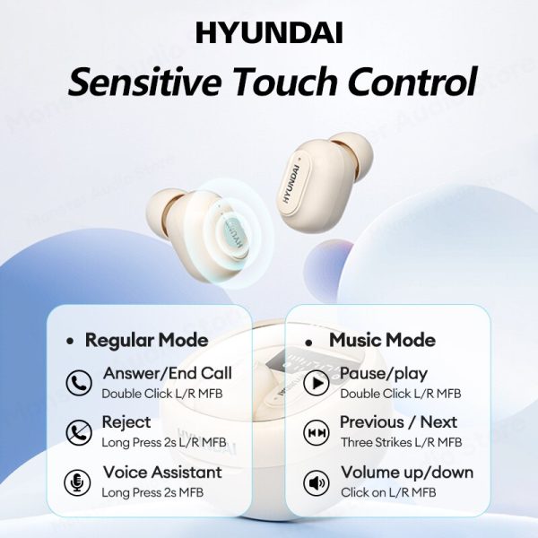HYUNDAI HY-T11 Bluetooth Earphones LED Display Sport Earbuds Gaming Low Latency Headphones Noise Reduction Headset with Mic - Image 4