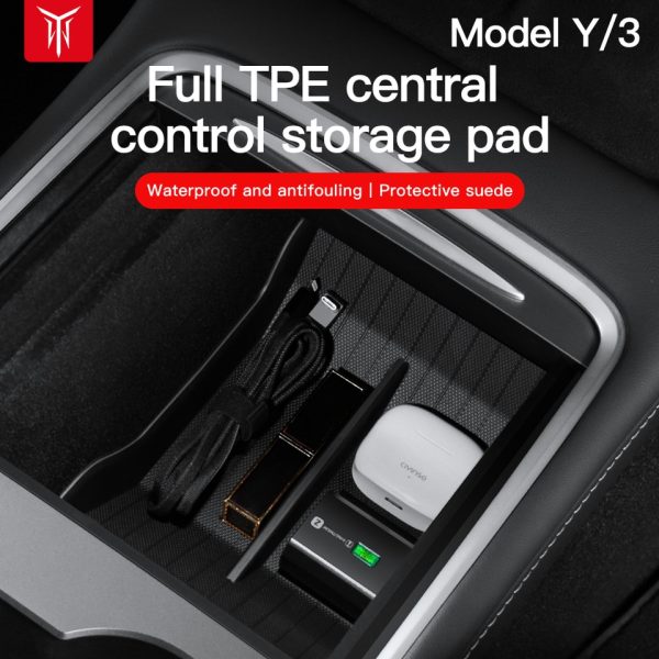 Full TPE Central Control Storage Box For Tesla Model 3 Model Y  Center Console Armrest Front Rear Organizer Storage Box Case - Image 2