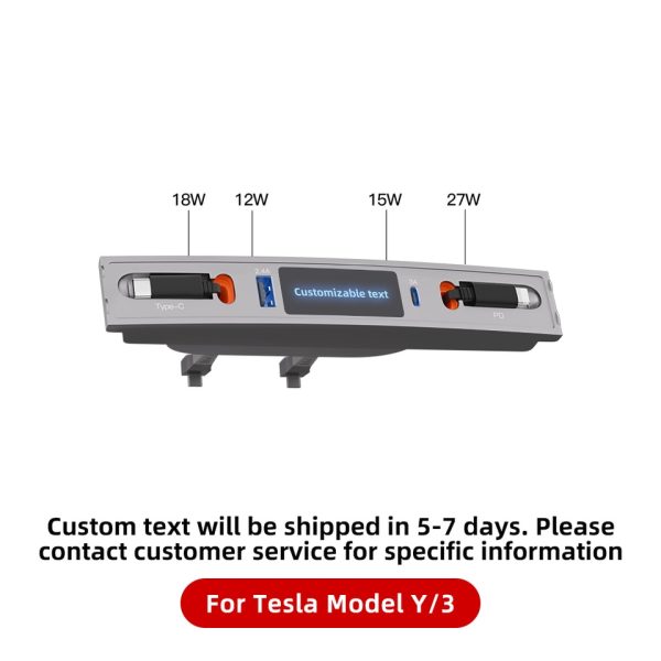 27W Quick Charger USB HUB For Tesla Model 3 Model Y Shunt Intelligent Docking Station Car Adapter Powered Splitter Extension - Image 5