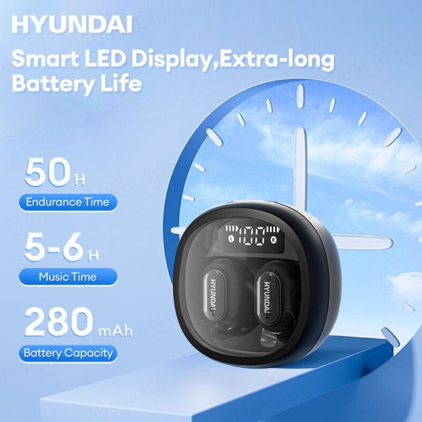 HYUNDAI HY-T11 Bluetooth Earphones LED Display Sport Earbuds Gaming Low Latency Headphones Noise Reduction Headset with Mic - Image 7