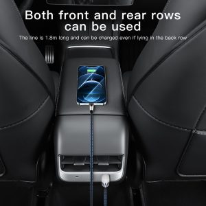 Car Charging Cable For Tesla Model 3 Model Y 2021-2023 Mobile Phone Charging Cable 60W Fast Charging Cable Car Accessories