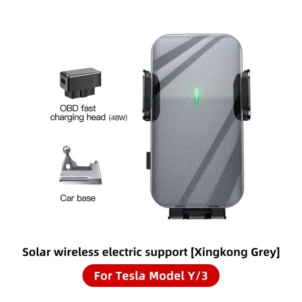 Solar Bracket Holder Stable Phone For Tesla Model 3 Model Y 2021-2023 360 Degrees Rotating Universal Solar Powered Bracket - Image 7