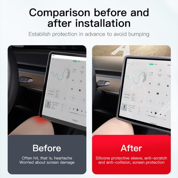 For Tesla 2021-2023Model 3 Y Silicone Protective Trim Cover Central Control Navigation Screen Protector Frame - Image 6