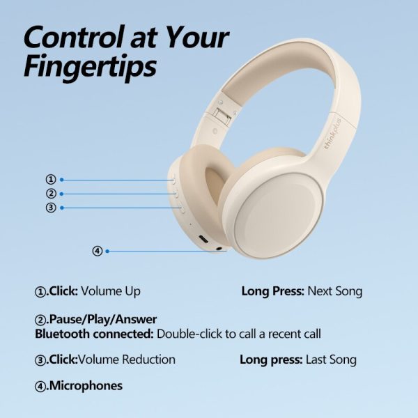 Lenovo TH30 Wireless Headphones Bluetooth 5.3 Earphones Foldable Gaming Headset Sport Headphone with Mic Music Earbuds 250mAh - Image 4