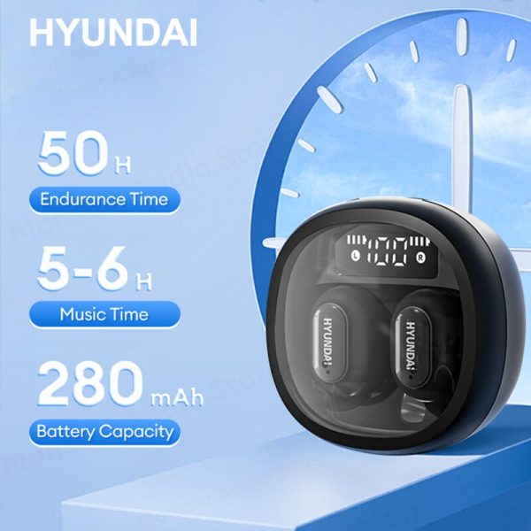 HYUNDAI HY-T11 Bluetooth Earphones LED Display Sport Earbuds Gaming Low Latency Headphones Noise Reduction Headset with Mic - Image 6