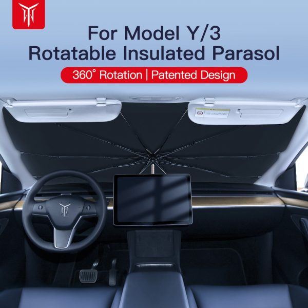 For Tesla Model 3 Model Y Car Windshled Front Sunshades 360℃ Rotate Car UV Cover Sunshade 2022 Car Accessories Sun Visor - Image 2