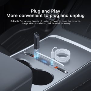 27W Quick Charger USB HUB For Tesla Model 3 Model Y Shunt Intelligent Docking Station Car Adapter Powered Splitter Extension